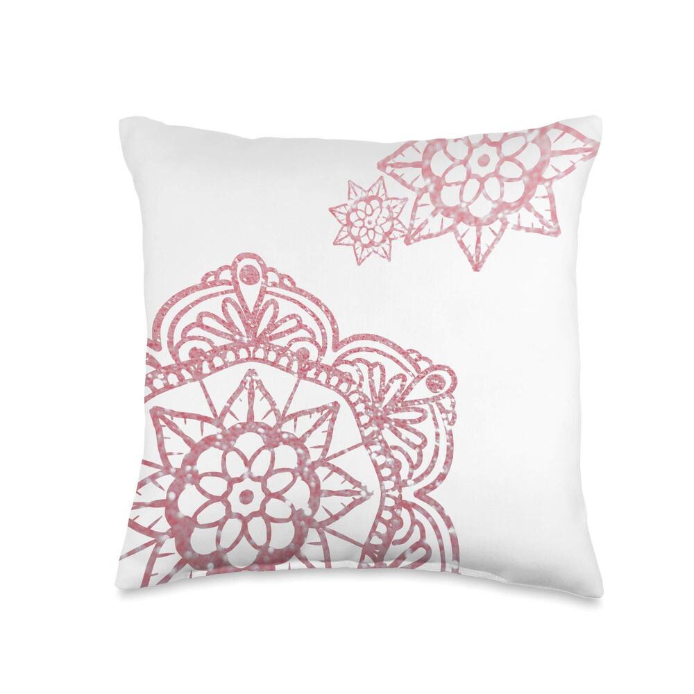 8421 Rose Pink Galaxy Mandala Sacred Geometry Meditation Zen Throw Pillow